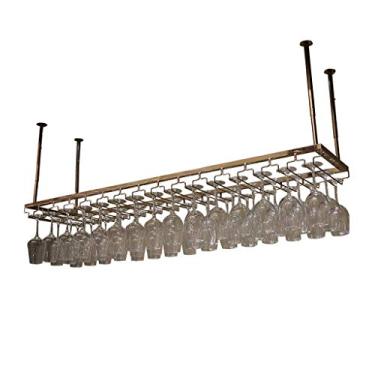 Imagem de Rack de vinho bar restaurante rack de copo de vinho de aço inoxidável rack de taça de vinho rack de copo de vinho suporte de garrafa de vinho pendurado no teto 60 × 35 cm