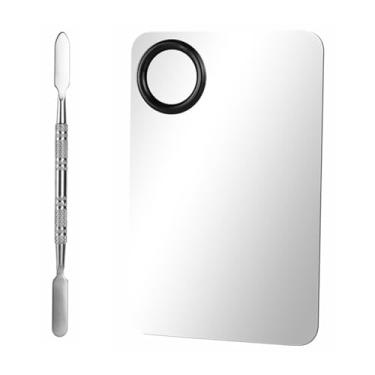 Imagem de Paleta de maquiagem de aço inoxidável com espátula, 15 x 10 cm