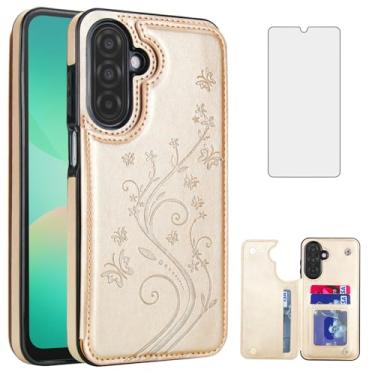 Imagem de Asuwish Capa para Samsung Galaxy A17 / A26 5G com protetor de tela de vidro temperado, capa carteira flip de couro com suporte para cartão, fecho magnético duplo, durável, à prova de choque, LTE 4G