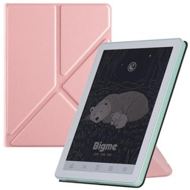 Imagem de BOZHUORUI Capa para e-Reader Bigme B6 | Adsorção magnética | Fina e leve | Capa com suporte de origami de couro PU com hibernar/despertar automático (rosa)