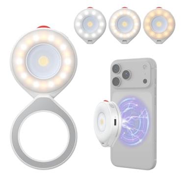 Imagem de TELESIN Luz de flash magnética, lanterna de telefone 2 em 1, luz de selfie, compatível com iPhone Magsafe, luz de preenchimento de anel de selfie de LED com modo flash para selfies/fotografia/TikTok