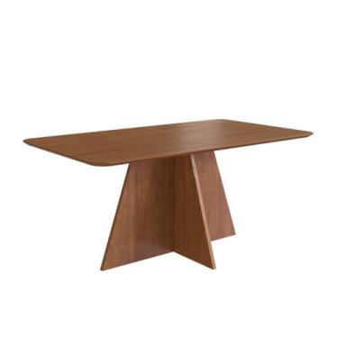 Imagem de Mesa Luiza 160x90 Zamarchi com Base Cruz Canto Arredondado Canela
