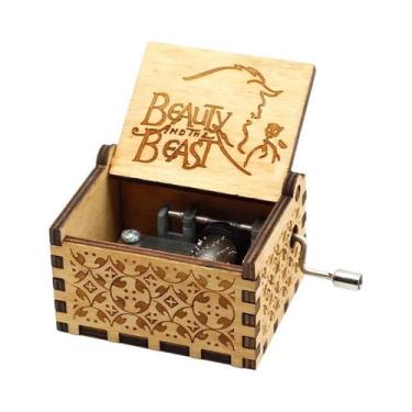 Imagem de Caixa De Música De Madeira Esculpida Com Manivela, Tema Feliz Natal, P