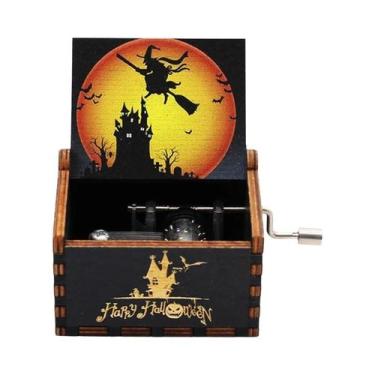 Imagem de Caixa De Música De Madeira Esculpida Com Manivela, Tema Feliz Natal, P