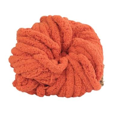 Imagem de UGPLM Fio jumbo para tricô com os braços, ideal para fazer cama de crochê para animais de estimação, manta e cachecol, Laranja Vermelho