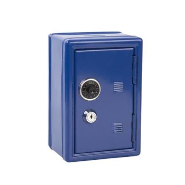 Imagem de predolo Mini Cofre de para Dinheiro, Prático Armário de Mesa em Metal, Organizador para Joias, Brinquedos, Chaves, Cartões e Banheiro, Azul Escuro