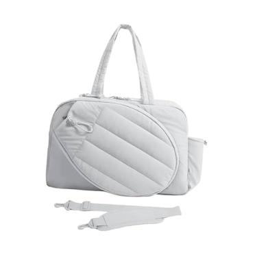 Imagem de oshhni Bolsa de tênis versátil para academia com alça de ombro removível, proteção portátil para equipamentos esportivos, bolsa para raquete para adultos, Branco