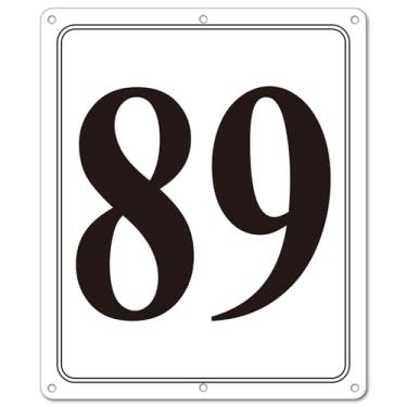 Imagem de i-CowFun Placa numerada de metal premium ao ar livre, refletiva 30,5 cm x 25,4 cm placas numeradas de alumínio grande 89 para estacionamento, quadra de tênis, campo, armazém, corredor, edifício, doca