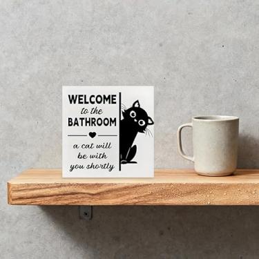 Imagem de Placa de banheiro encantadora - "Welcome To The Bathroom The Shih Tzu Will Be with You Shortly" Sinais e placas decorativas de pvc engraçadas, presente bonito de decoração de casa para amantes de cães