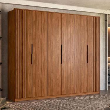 Imagem de Guarda Roupa Casal Ripado Atrice Ambiente 6 Portas Nogueira Touch Demó