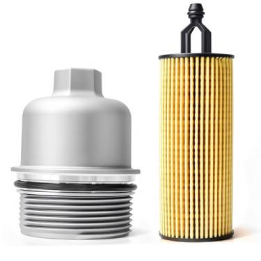 Imagem de WUANGKI Tampa de alumínio do filtro de óleo do motor com conjunto de filtro de óleo | Apto para Chrysler 200 300 2011-2016, Dodge Charger Challenger, Jeep Grand Cherokee, Ram ProMaster 3.6L V6 | OE