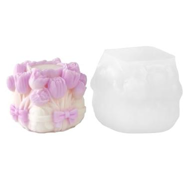 Imagem de Molde de vela para fabricação de velas, molde de silicone 3D para fundição de resina, faça você mesmo, gesso, argila de polímero, decoração de casa (flor tulipa)