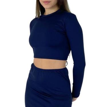 Imagem de Cropped Feminino Costa Nua Amarração Atrás Manga Longa Suplex Pâmella,