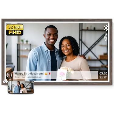 Imagem de NexFoto Porta-retrato digital de 32 polegadas 64 GB, moldura digital grande 1920 x 1080 IPS FHD, rotação automática, controle remoto, fácil de compartilhar fotos/vídeos via aplicativo/USB/e-mail
