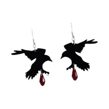 Imagem de Brincos Pendentes Góticos De Corvo Preto Para Mulheres, Joias Romântic