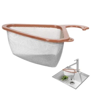 Imagem de Cesta de filtro de pia de canto, cesta de drenagem de cisne doméstico - Filtro multifuncional para pia triangular de cozinha,Filtro de malha triangular do dissipador da cozinha multifuncional para imp