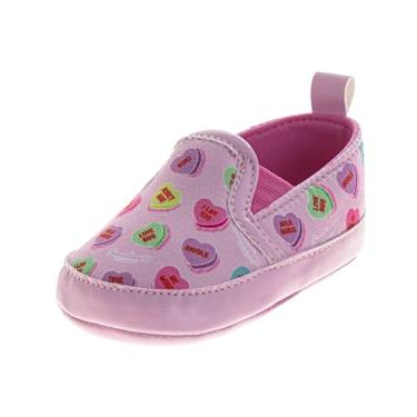 Imagem de Josmo Sapatos para bebês meninas bonitos sem cadarço sola macia primeiro caminhada com design de coração para bebês, Branco, rosa, 16