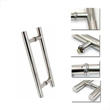 Imagem de Puxador Inox Porta de Vidro Madeira 45cm Redondo Polido