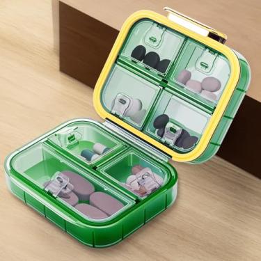 Imagem de Caixa organizadora de comprimidos portátil, estojo de armazenamento de cápsulas de viagem com 7 compartimentos, recipiente de medicamentos à prova d'água para vitaminas, suplementos, medicamentos