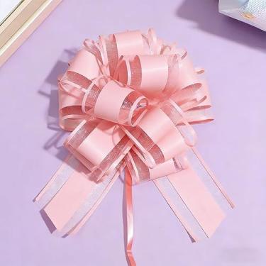 Imagem de 1 peça de laços grandes de puxar, laço de 15 cm para embrulho de presente, laços de fita de casamento para caixas de embrulho ou decorações de flores (rosa)