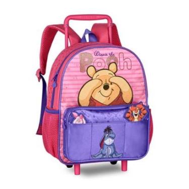 Imagem de Mochila Carrinho Escolar Infantil Ursinho Pooh Bolsa Escolar-Feminino