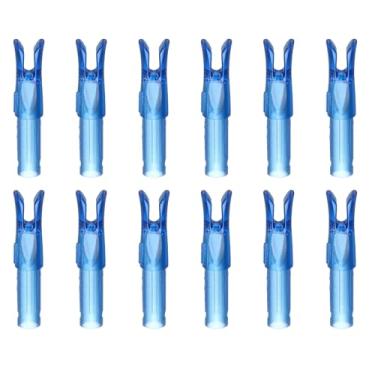 Imagem de YELARXI Nocks de flecha de tiro com arco, peças de substituição de flechas de plástico, acessório para (DIY Hunting Shooting/composto/arco recurvo) 6,2 mm/0,6 cm ID e 12 peças, plástico e azul