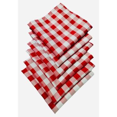 Imagem de Um conjunto de 6 guardanapos xadrez é perfeito para arrumar a mesa(vermelho xadrez,6)