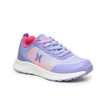 Imagem de Hurley Tênis infantil listrado – Tênis de corrida leve para meninos e meninas com cabedal respirável, palmilha acolchoada e sola de tração durável – Tênis esportivo diário para escola, esportes e