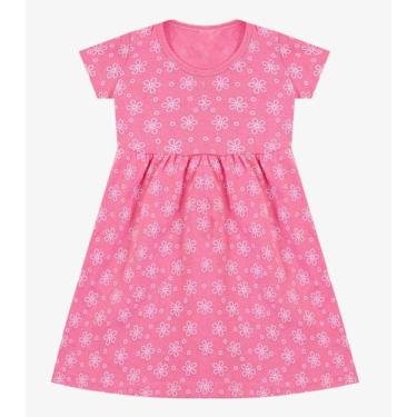 Imagem de Vestido Infantil Manga Curta Estampado Biju Kids Rosa, 3, Rosa