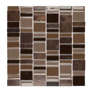 Imagem de Kit 1m² Pastilha de Vidro e Mesclada 30cm X 30cm Marrom