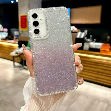Imagem de Capa com glitter para Samsung Galaxy S25 S24 S23 S22 A06 A16 A26 A36 A56 A05s A15 A25 A35 A55 A14 A24 A34 A54 5G, PT, SZ, roxa, para Galaxy A35