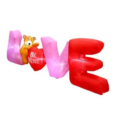 Imagem de rockible Inflável de 2,74 m de comprimento com as letras "LOVE" iluminadas por LED para decoração de Dia dos Namorados, ideal para casa, jardim,