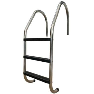 Imagem de Para Piscina Em Aço Inox Com 3 Degraus Abs Reforçada inox piscina Antiderrapante e Resistente à Corrosão, Ideal para Piscinas de Fibra, Vinil e Alvenaria(Preto)