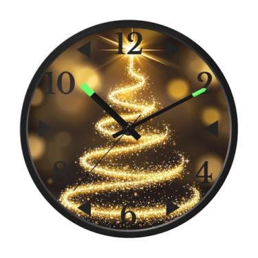 Imagem de STAYTOP Relógio de parede de LED dourado brilhante para quarto com brilho noturno, relógios de parede com iluminação silenciosa de 30 cm para decoração de sala de estar, controle de som, relógio de