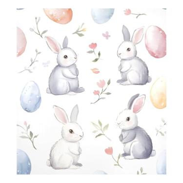 Imagem de Qilmy Capa magnética para máquina de lavar louça, ovos de páscoa e coelhos fofos, 58 x 66 cm, capa decorativa para geladeira para porta frontal, adesivo, máquina de lavar, painel de geladeira