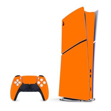 Imagem de Skin Wrap Compatible with PS5 Slim Digital, Full Set Vinyl Decal Protective Sticker Cover for Game Console & Controller (Orange)
