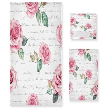 Imagem de xigua Conjunto de toalhas de banheiro rosas absorvente macio 3 peças toalha de banho toalha de mão toalhas decorativas para banheiro, academia, hotel, praia, piscina