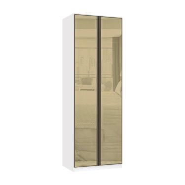 Imagem de Guarda Roupa Modulado 2 Portas 3 Gavetas 80cm Com Vidro Reflecta Bronze Prime Luciane Móveis