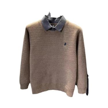 Imagem de Camisa De Pulôver De Veludo Bordada Para Homens, Suéter De Luxo Casual