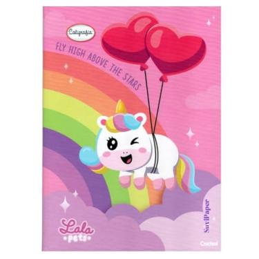 Imagem de Caderno de Caligrafia Brochurão LALA Pets 40 folhas Tamanho 200x275mm Infantil Atividade Escolar Caderno Costurado (Unicórnio)