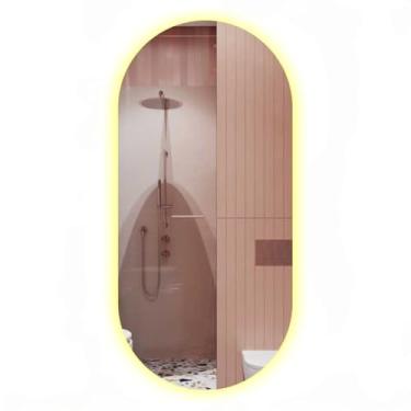 Imagem de Espelho Decorativo Oval 60x40cm Led Banheiro Iluminado Luxo (Led Quente)
