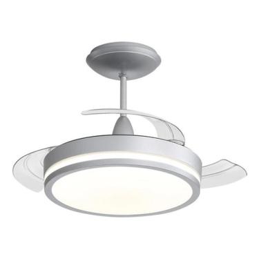 Imagem de Ventilador Teto Retrátil Controle 3 Pás Mini Cromado - 91 Cm