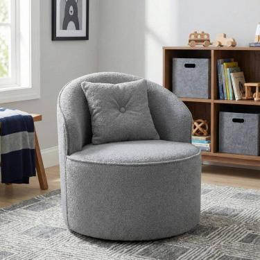 Imagem de Poltrona Orgânica Decorativa Confortável Amore Bouclê Cinza - Montanari`s Decor