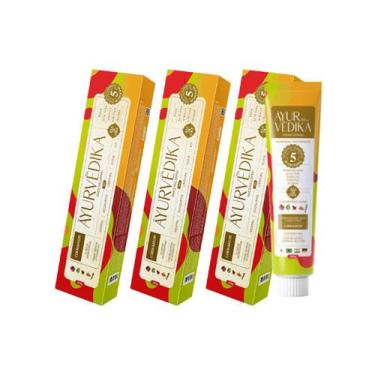 Imagem de Kit 3 Cremes Dentais Cinnamon Sem Flúor Vegano Ayurvédika 100g