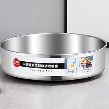 Imagem de Organizador de cozinha, bandeja rotativa, suporte de temperos, rotação de 360°, armazenamento de cozinha de 30 cm para geladeira, tempero de banheiro, antiderrapante, aço inoxidável prata