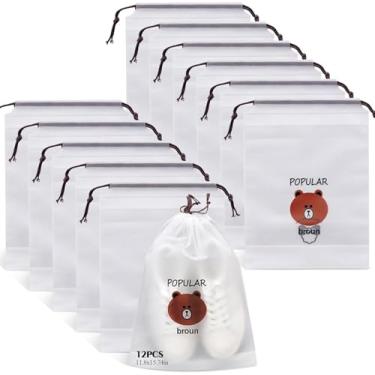 Imagem de Bolsas de sapato transparentes à prova d'água para viagens – Capas de sapato com cordão de 39 x 29 cm, bolsas de armazenamento de PE à prova de poeira para homens e mulheres, organizador multiuso para