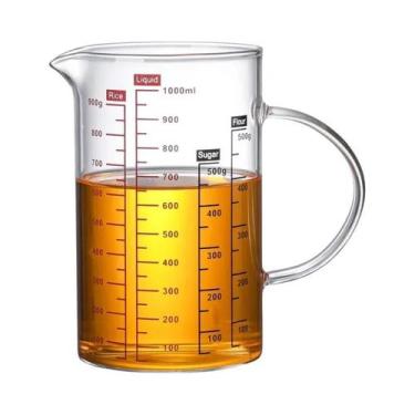 Imagem de Copo Medidor De Vidro Borossilicato Transparente Com Alça E Bico Em V,