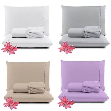 Imagem de Kit Jogo De Cama Lençol Casal Pratik 3 Peças Com 4 Un. Cores 1 - 100% Poliéster