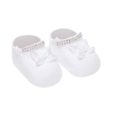 Imagem de Kit 2 Meias Sapatinho Bebê Recém Nascido Strass Selene 1003 - Génerico
