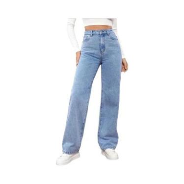 Imagem de Calças Jeans Azuis Baggy De Cintura Alta Para Mulheres, Estilo Y2K Ret